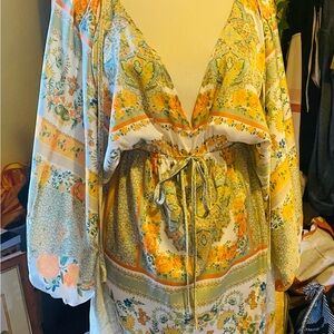 Floral Bohemian Dress with Bell Sleeves